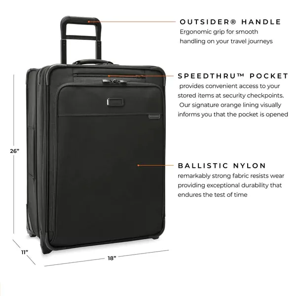 Briggs & Riley Baseline 26” Softside 2-Wheel Expandable Upright with Suiter (Free Monogram) - BLU126CX