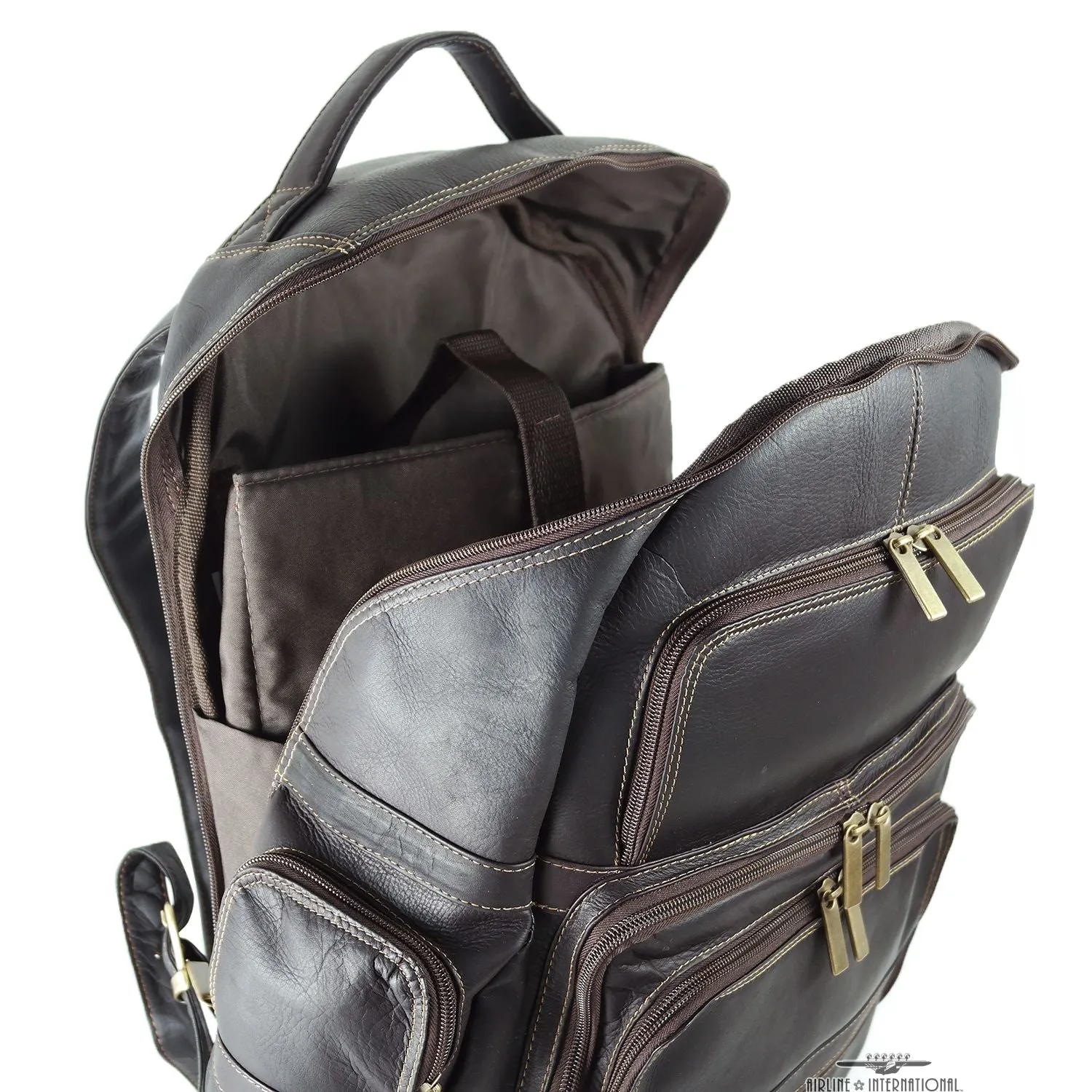 DayTrekr Leather Laptop Organizer Backpack