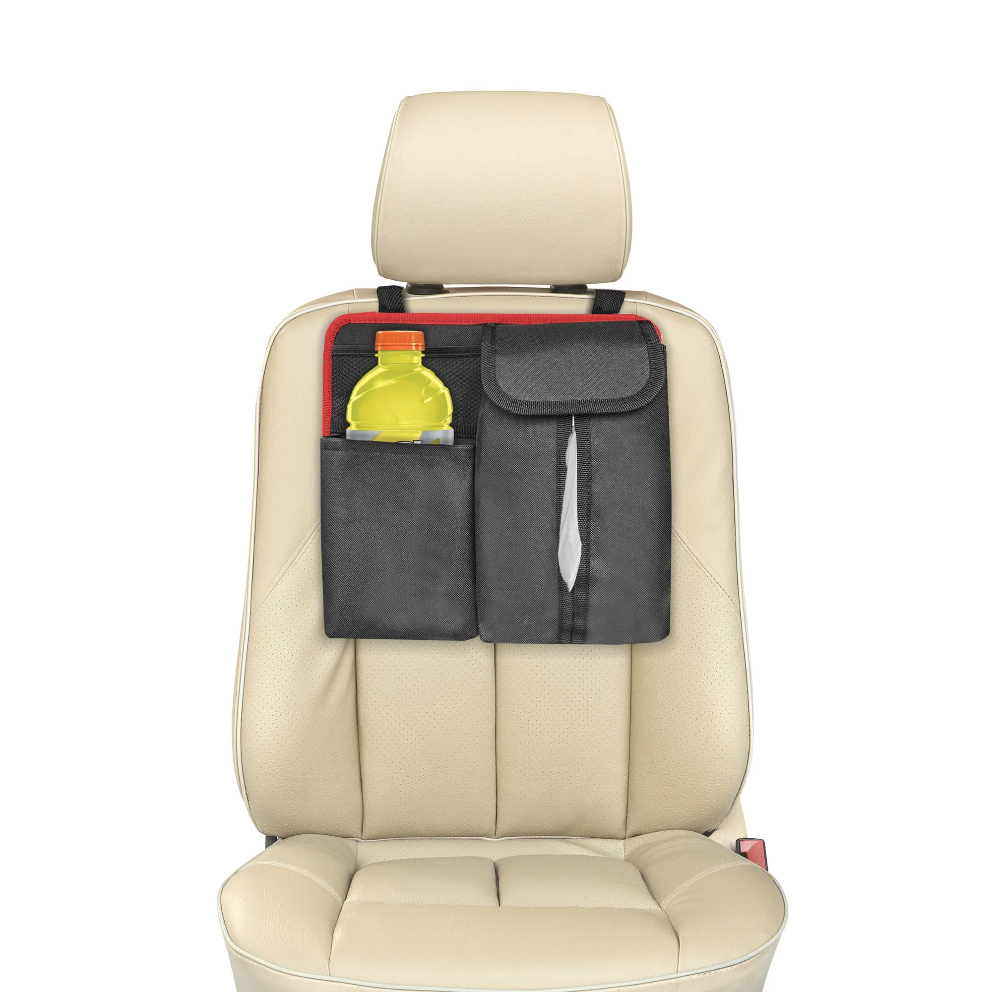 E-Z Travel Hanging Car Organizer with Tissue Dispenser Red