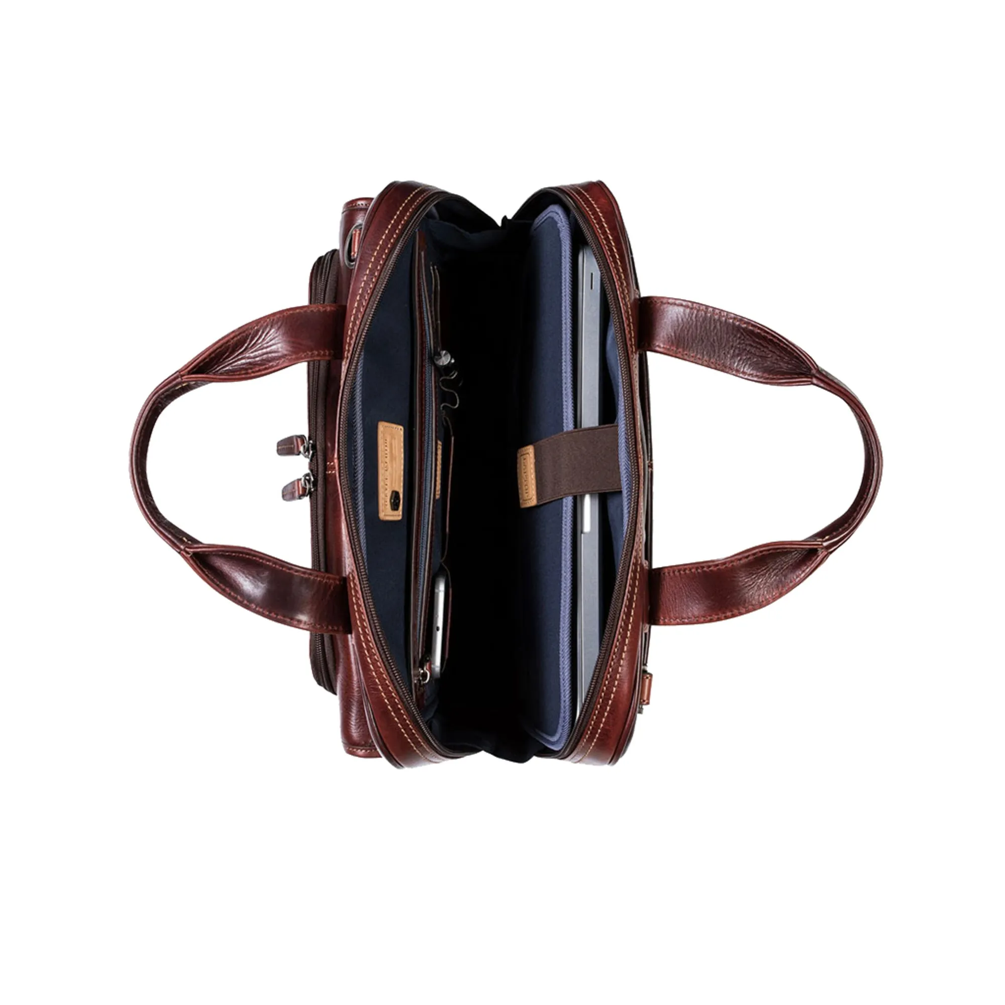 Large Multi Compartment Briefcase Mocha