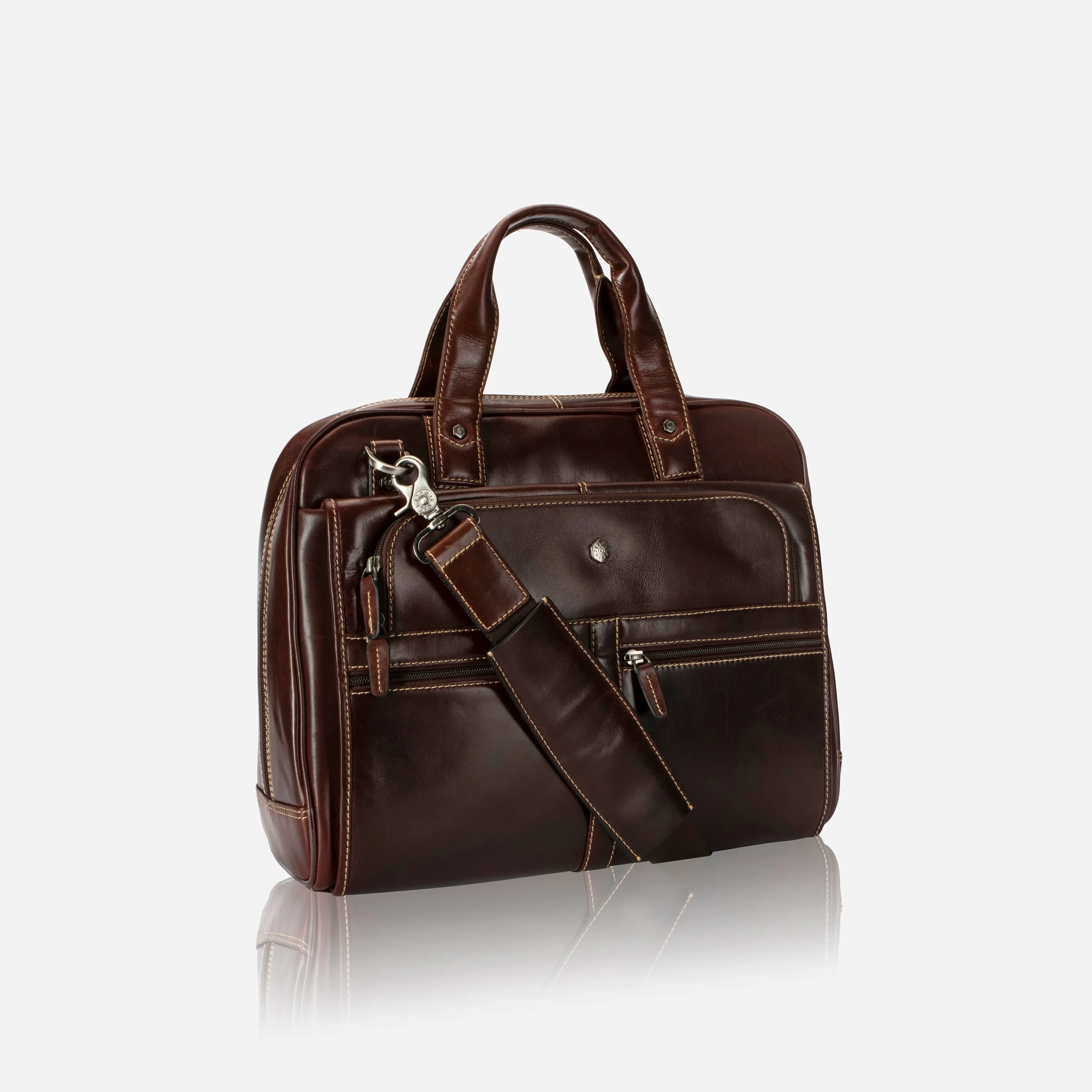 Large Multi Compartment Briefcase Mocha