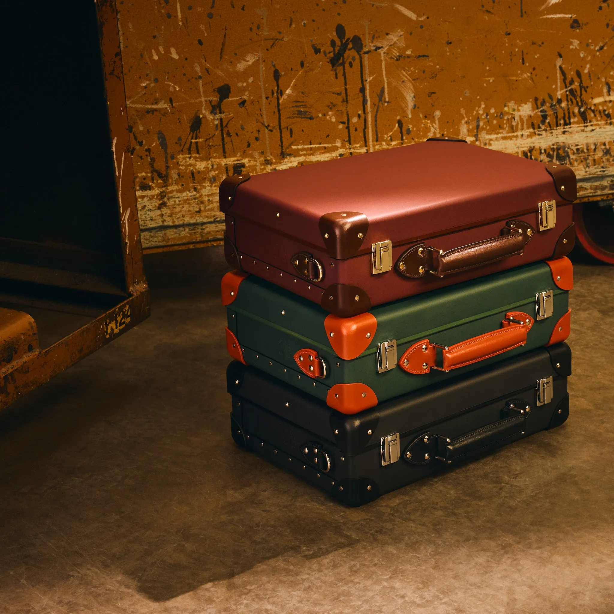 Leather Crafted · Small Attaché | Leaf/Orange/Chrome