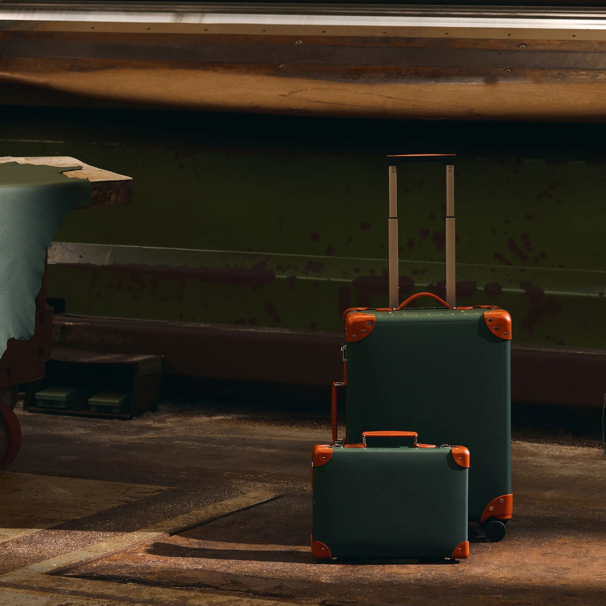 Leather Crafted · Small Attaché | Leaf/Orange/Chrome