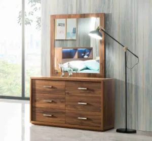 London 6 Drawer Dresser & mirror in walnut