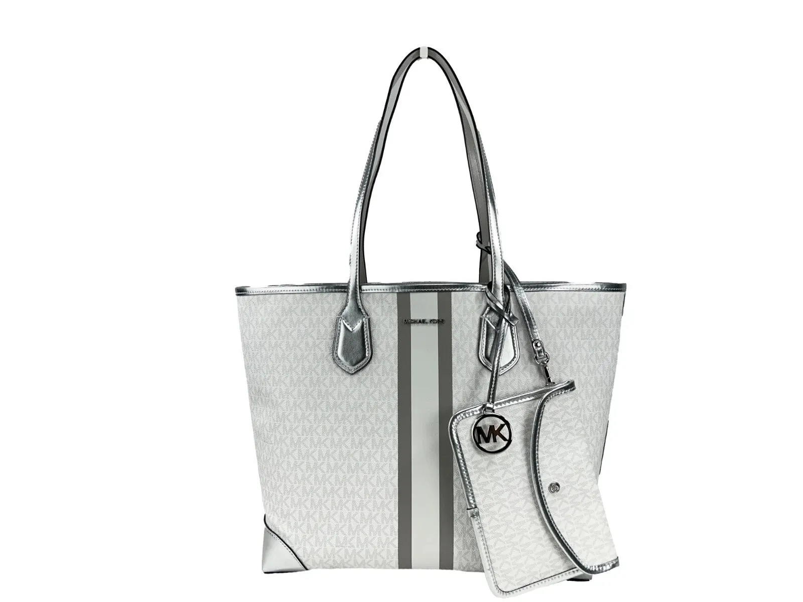 Michael Kors Eva Large Stripe Travel Tote Bag Plus Pouch Women's