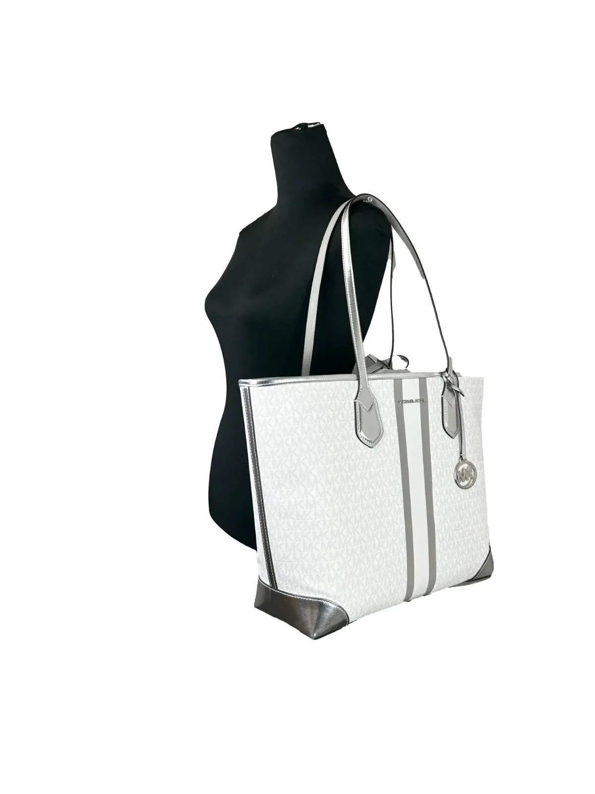 Michael Kors Eva Large Stripe Travel Tote Bag Plus Pouch Women's