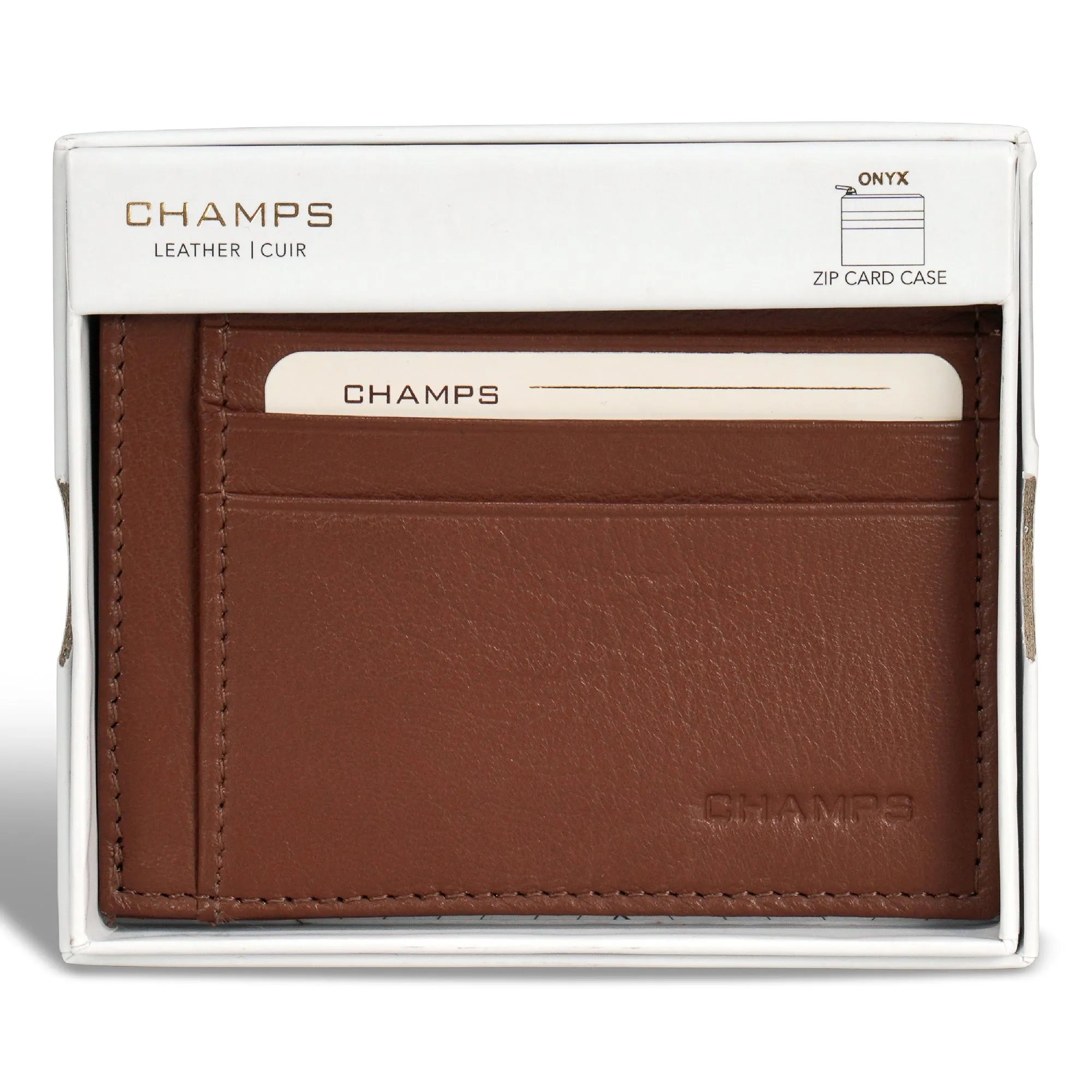Onyx / Leather Zip Card Case *Drop Ship*