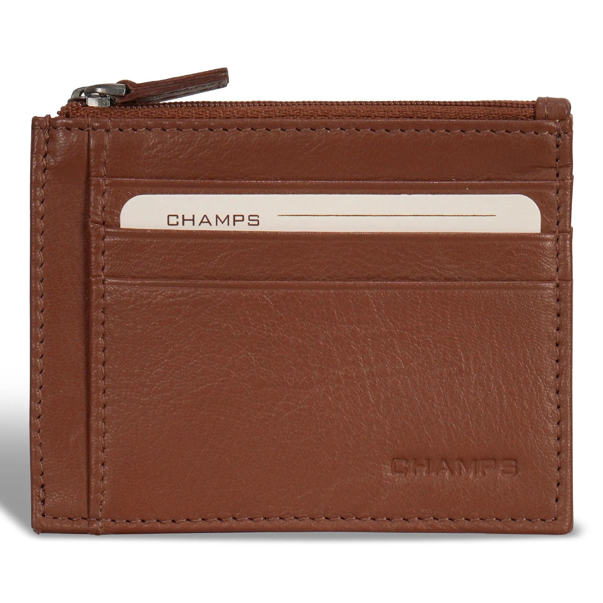 Onyx / Leather Zip Card Case *Drop Ship*